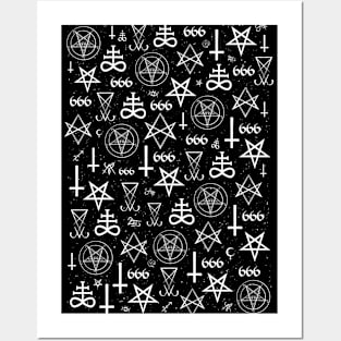 Occult, Satanic, Magical Symbols, Lucifer, Witchcraft Pattern Poster Posters and Art